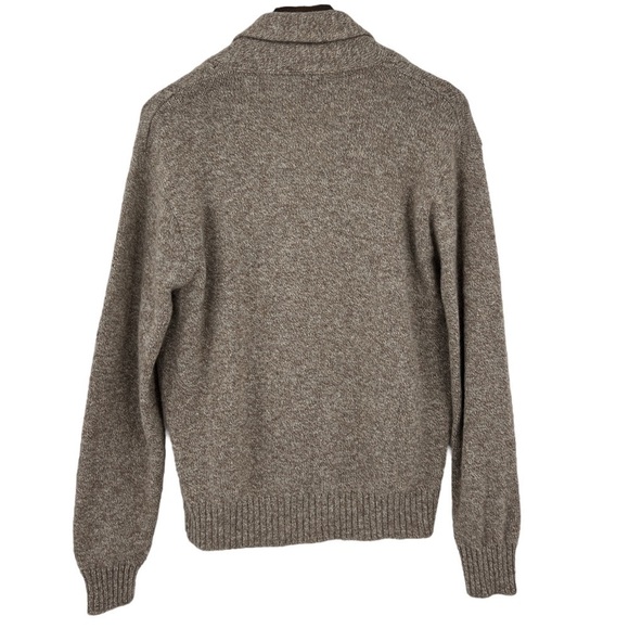 Jantzen Vintage Y2K Wool Grandpa Cable Knit Button Fisherman Gray Shawl Collar L - Picture 2 of 7